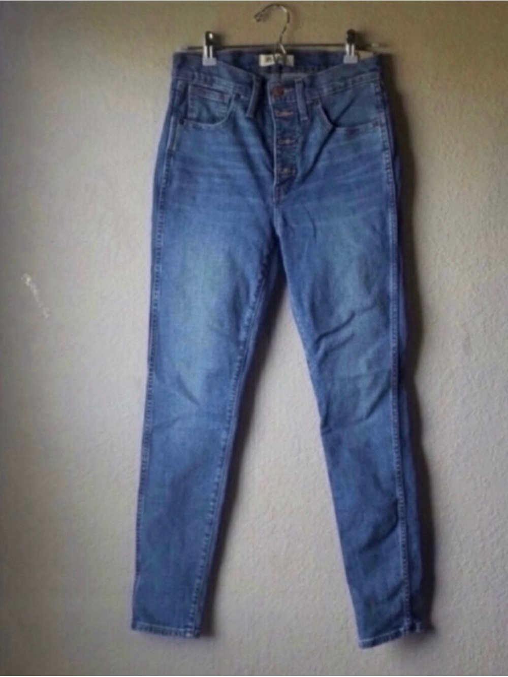 New Madewell Jeans 10 Inch High Rise Skinny Button Fly Medium Blue Wash Size 27